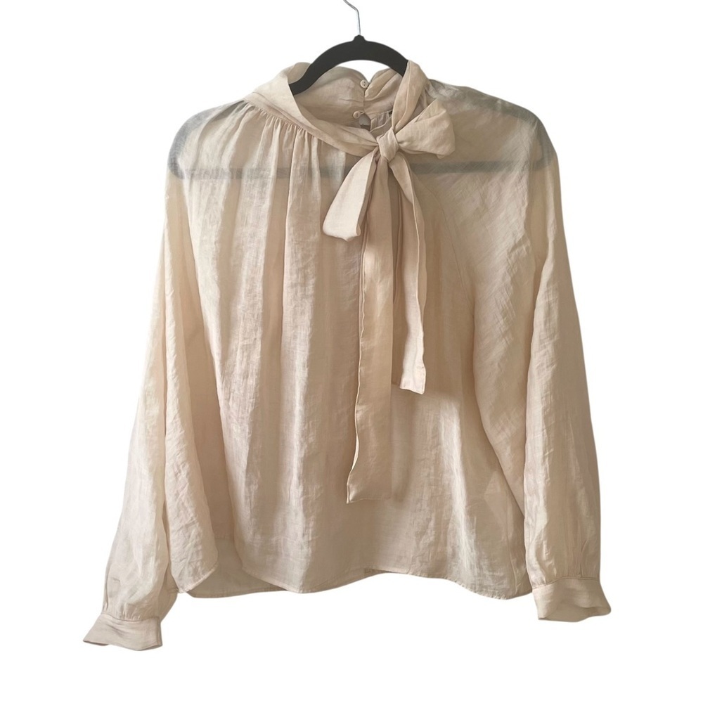 Zara Cream Tie-Neck Blouse M